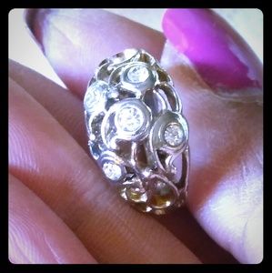 Jewelry | Vintage Scroll Work Crystal Dome Ring | Poshmark